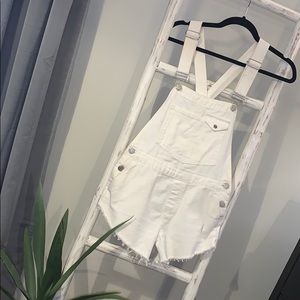 White jean short overalls - Size Small